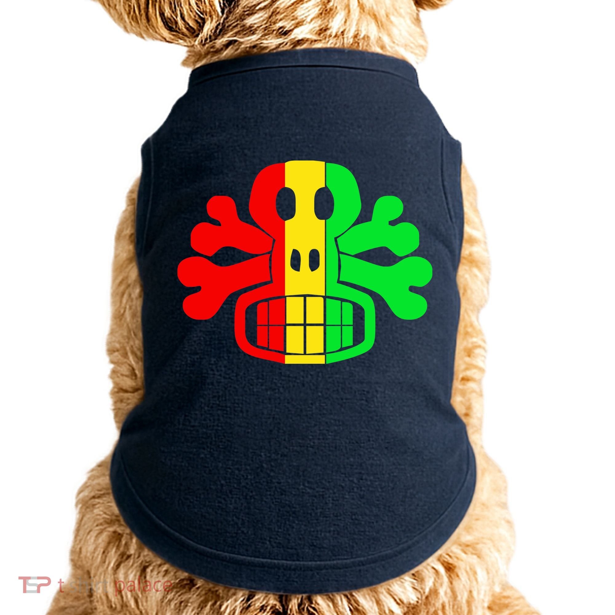 RASTA SKULL AND CROSSBONES Reggae Dub Club Rave Doggie Tank