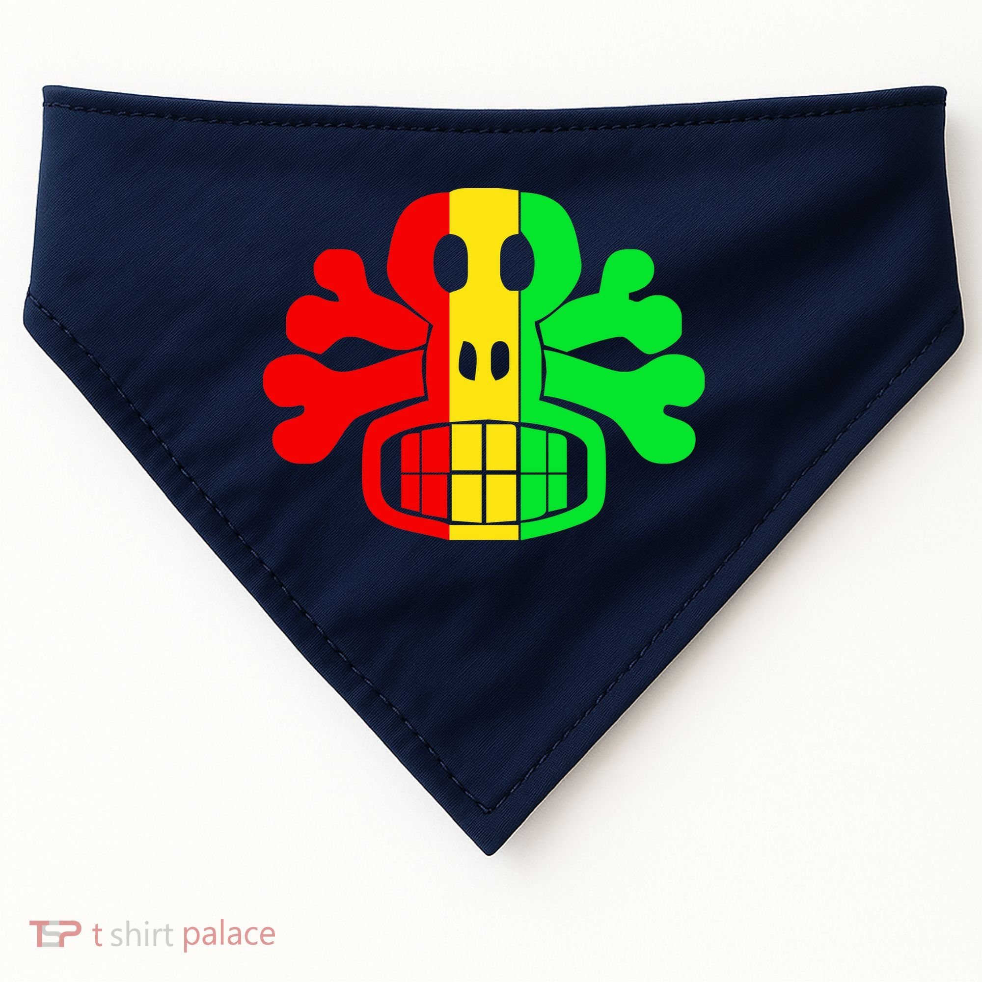 RASTA SKULL AND CROSSBONES Reggae Dub Club Rave USA-Made Doggie Bandana