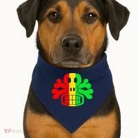 RASTA SKULL AND CROSSBONES Reggae Dub Club Rave USA-Made Doggie Bandana thumb 1