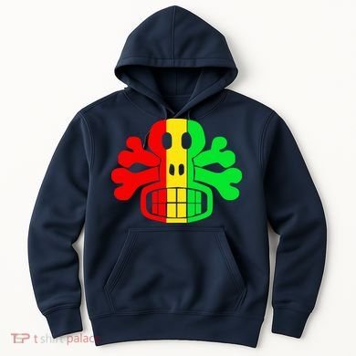 RASTA SKULL AND CROSSBONES Reggae Dub Club Rave Hoodie