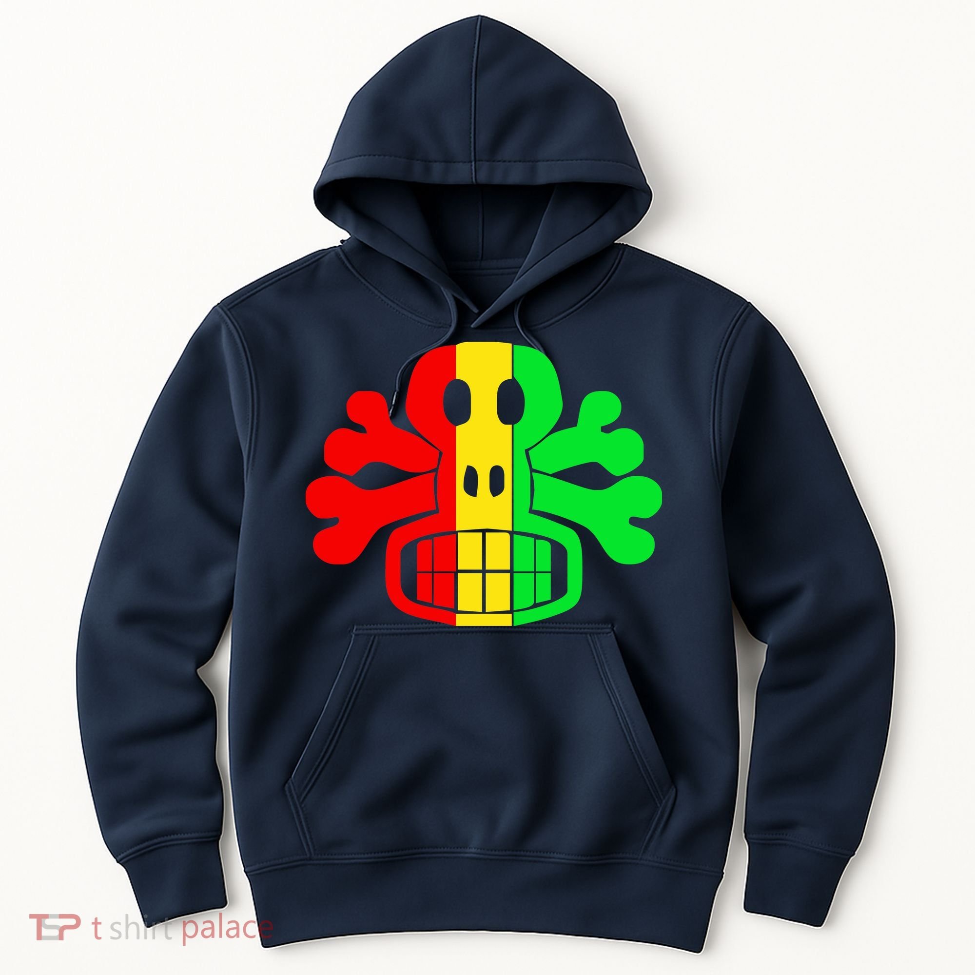 RASTA SKULL AND CROSSBONES Reggae Dub Club Rave Hoodie