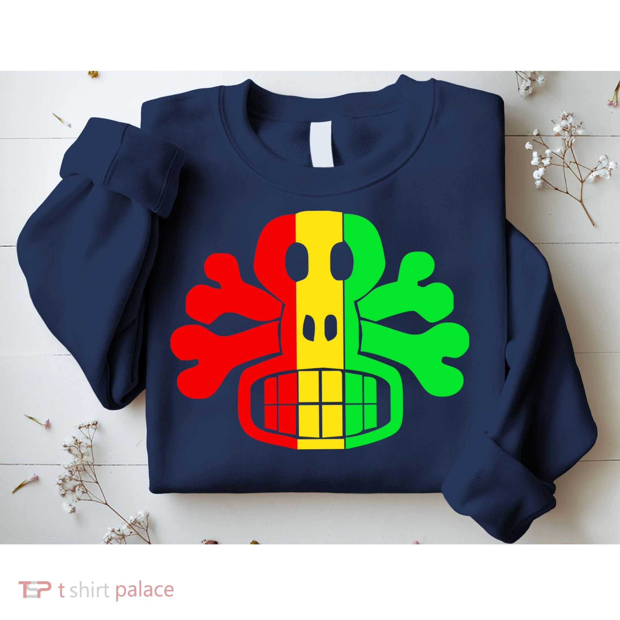 RASTA SKULL AND CROSSBONES Reggae Dub Club Rave Sweatshirt