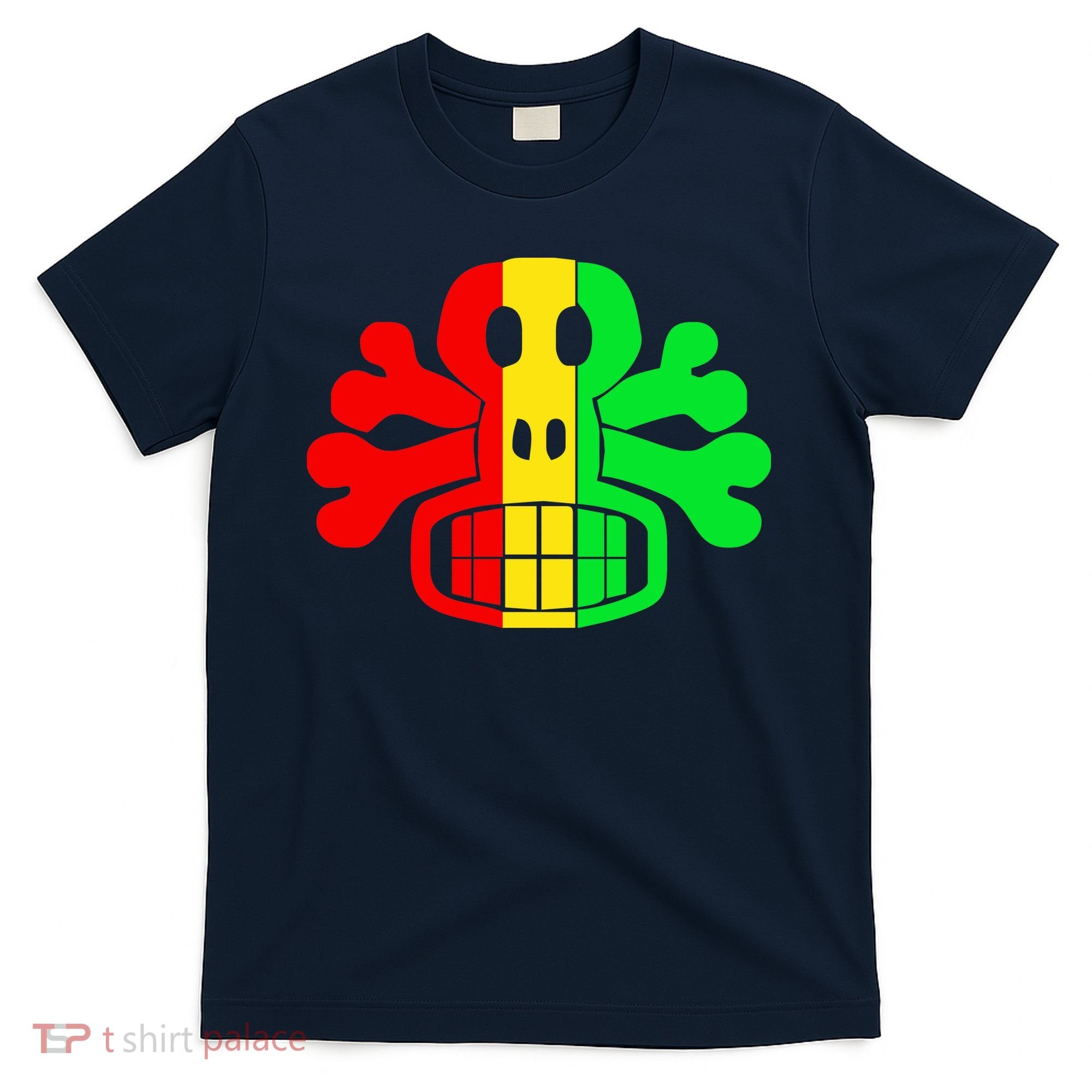 RASTA SKULL AND CROSSBONES Reggae Dub Club Rave T-Shirt