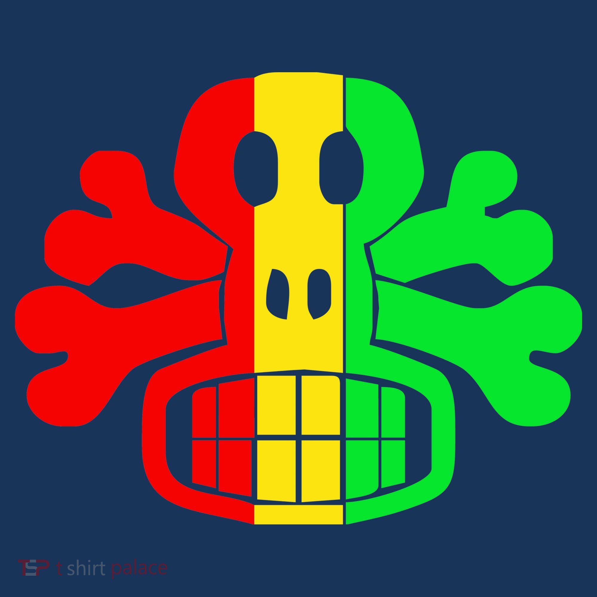 RASTA SKULL AND CROSSBONES Reggae Dub Club Rave T-Shirt