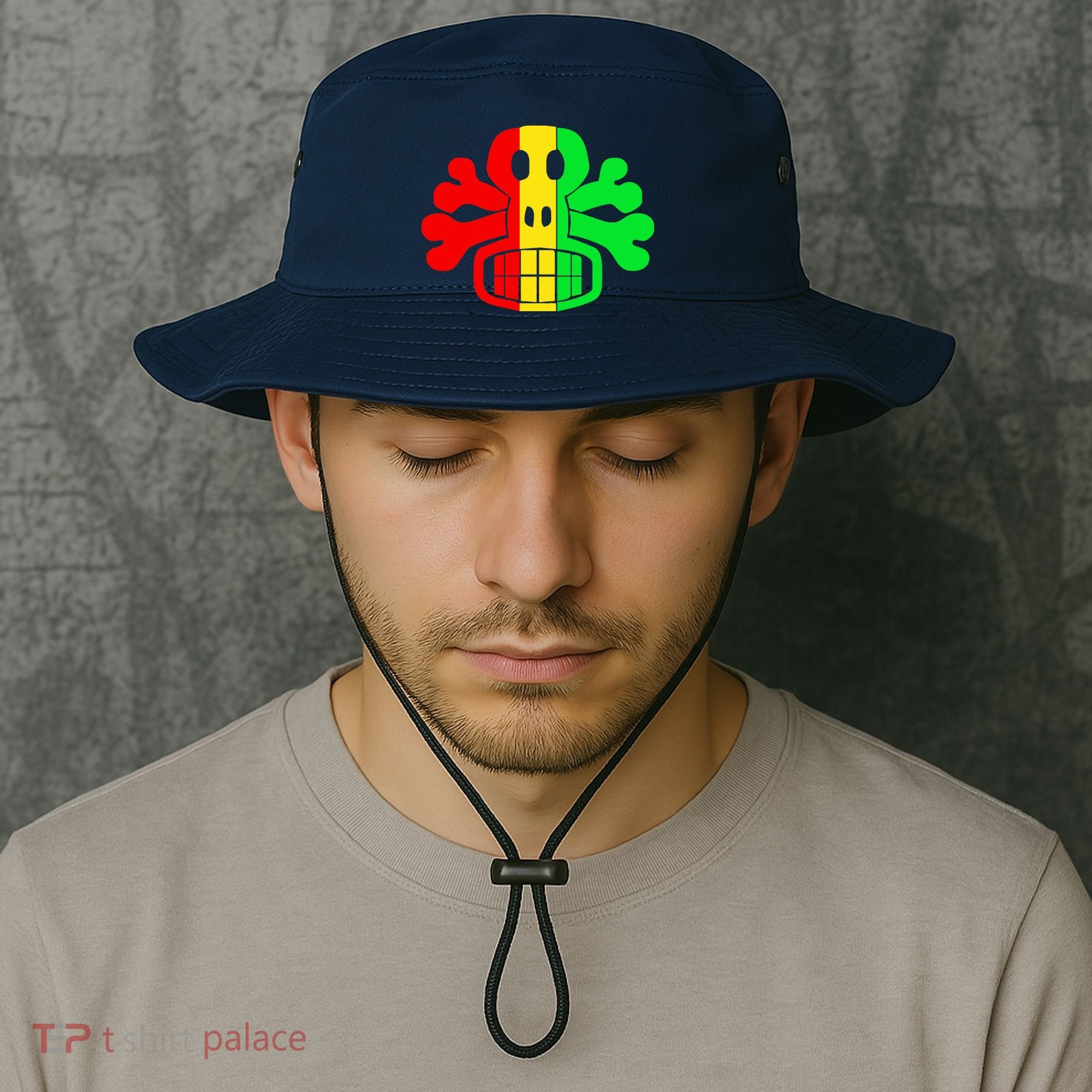 RASTA SKULL AND CROSSBONES Reggae Dub Club Rave Bucket Hat