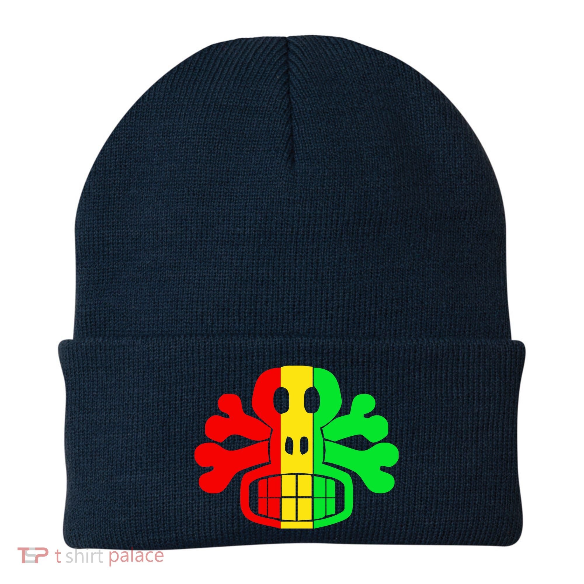 RASTA SKULL AND CROSSBONES Reggae Dub Club Rave Beanie