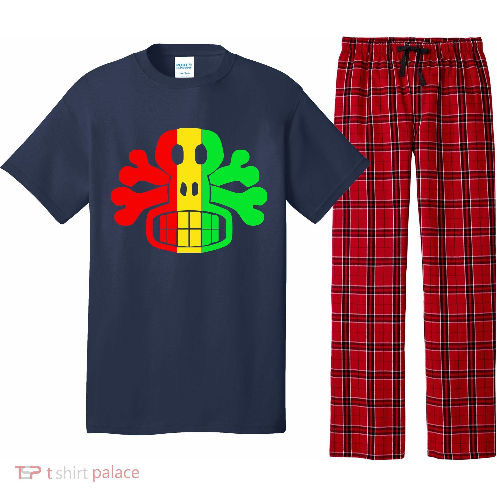 RASTA SKULL AND CROSSBONES Reggae Dub Club Rave Pajama Set