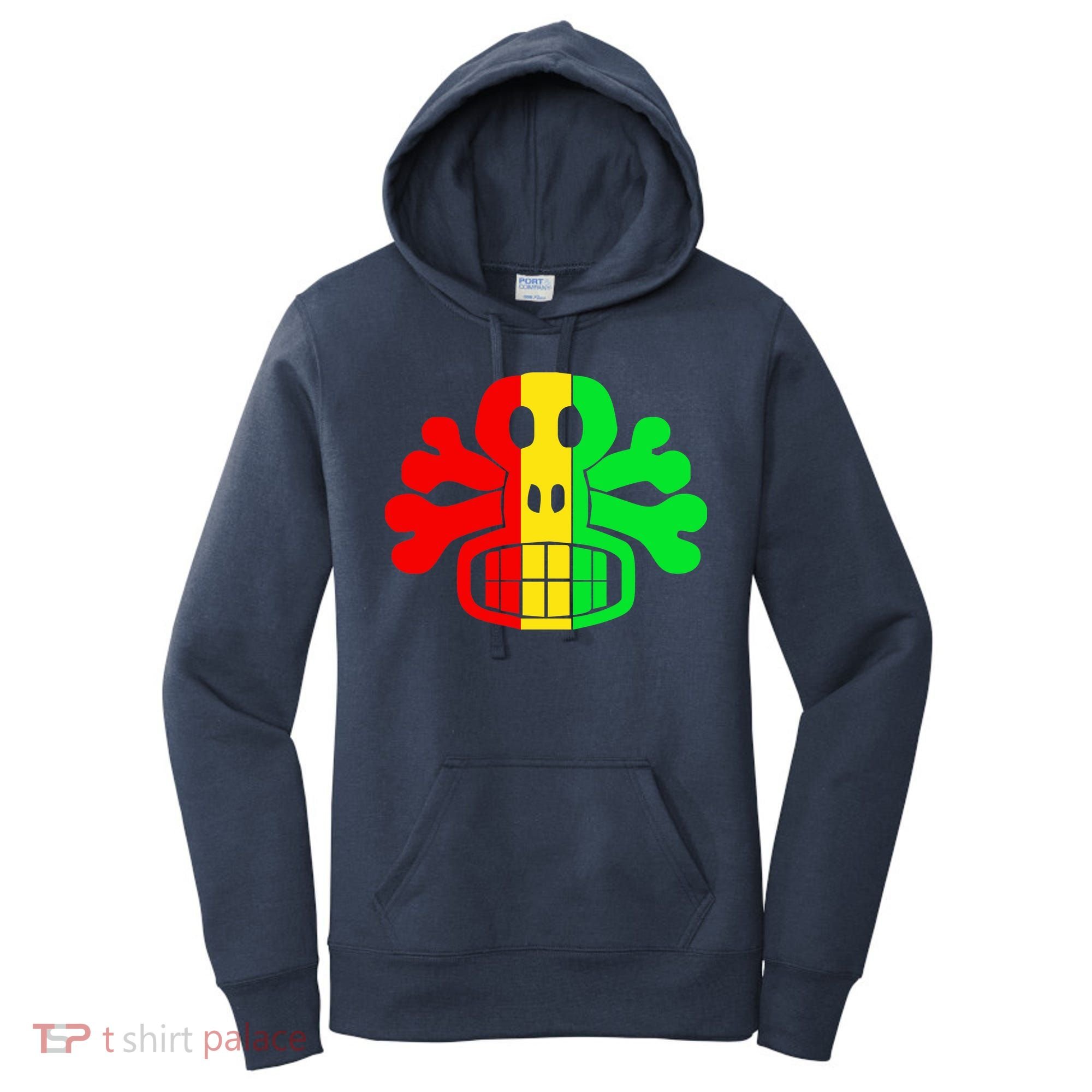 RASTA SKULL AND CROSSBONES Reggae Dub Club Rave Women's Hoodie