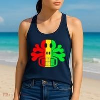 RASTA SKULL AND CROSSBONES Reggae Dub Club Rave Women's Tank Top thumb 2