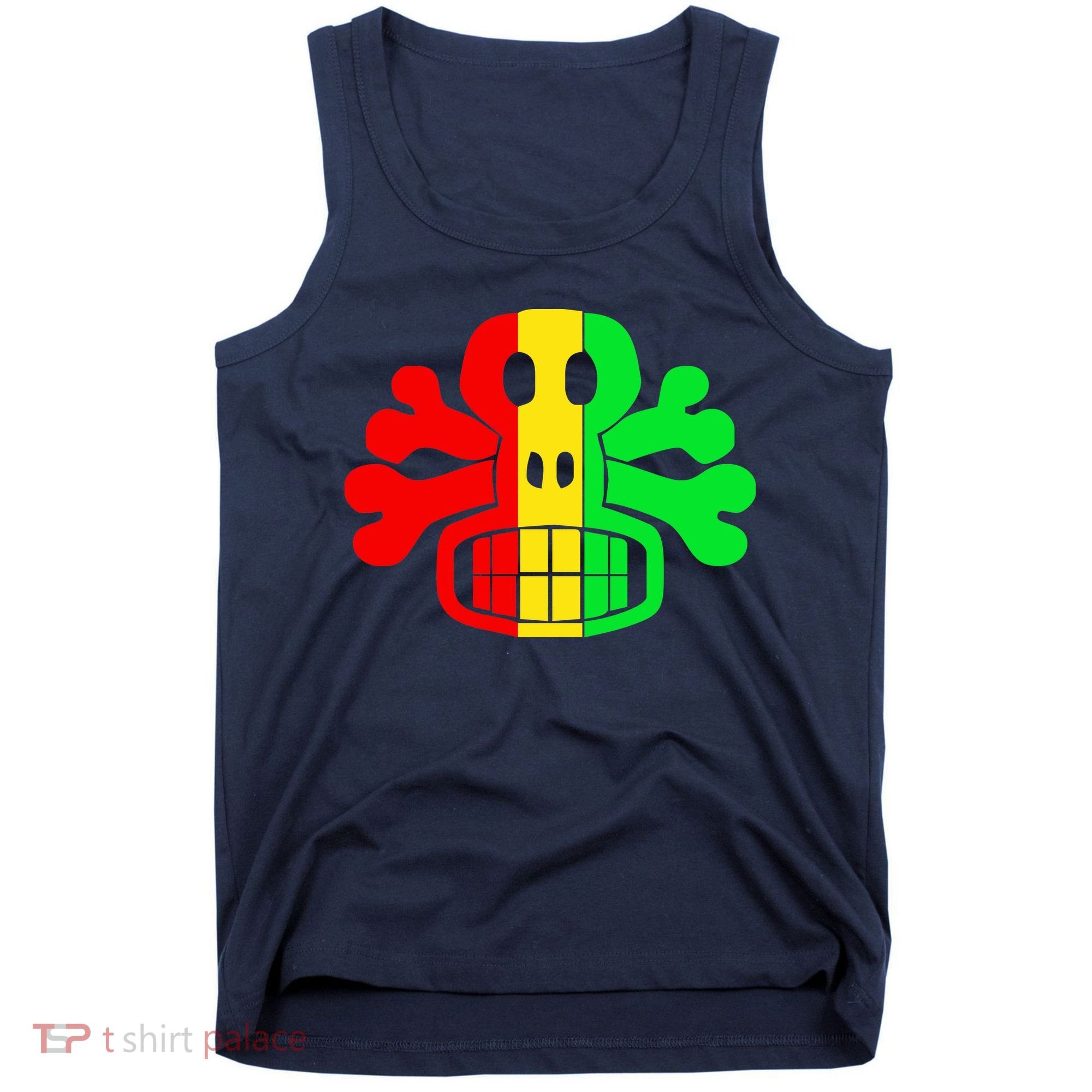 RASTA SKULL AND CROSSBONES Reggae Dub Club Rave Tank Top