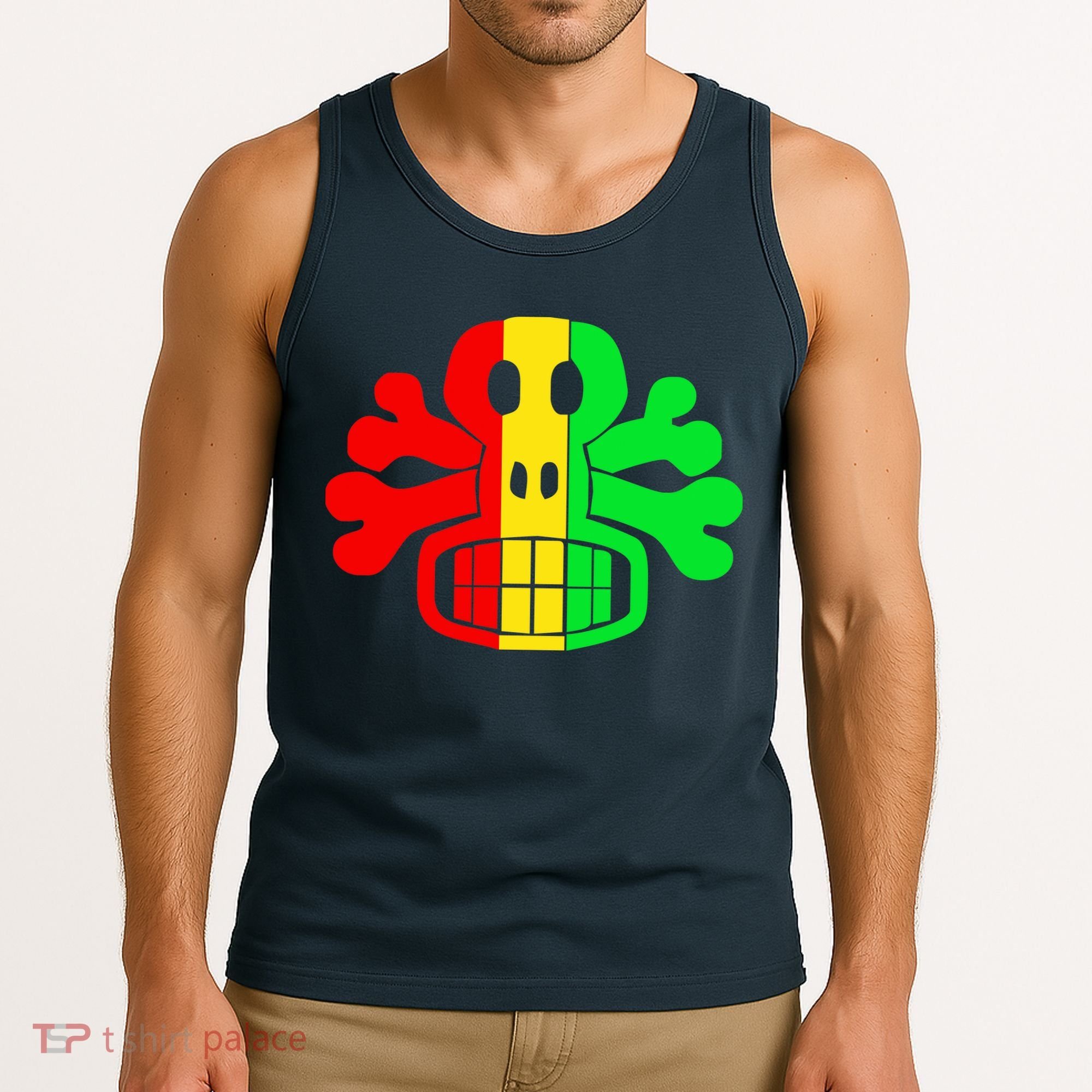 RASTA SKULL AND CROSSBONES Reggae Dub Club Rave Tank Top