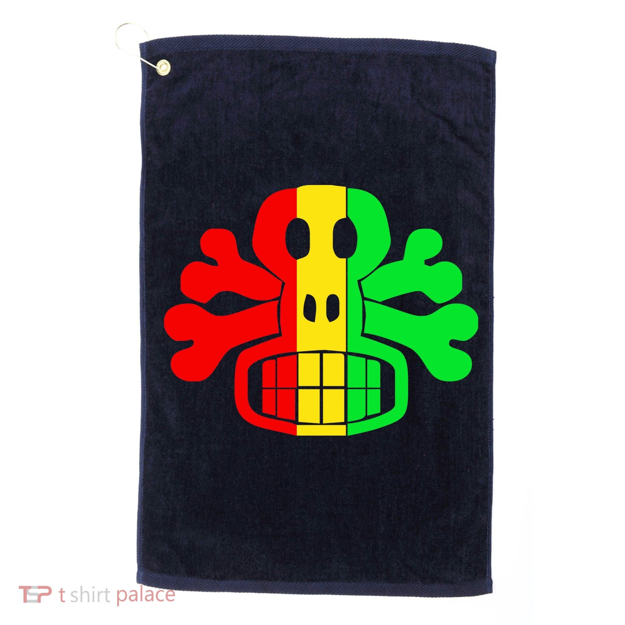 RASTA SKULL AND CROSSBONES Reggae Dub Club Rave Golf Towel