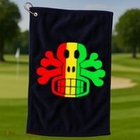 RASTA SKULL AND CROSSBONES Reggae Dub Club Rave Golf Towel thumb 1