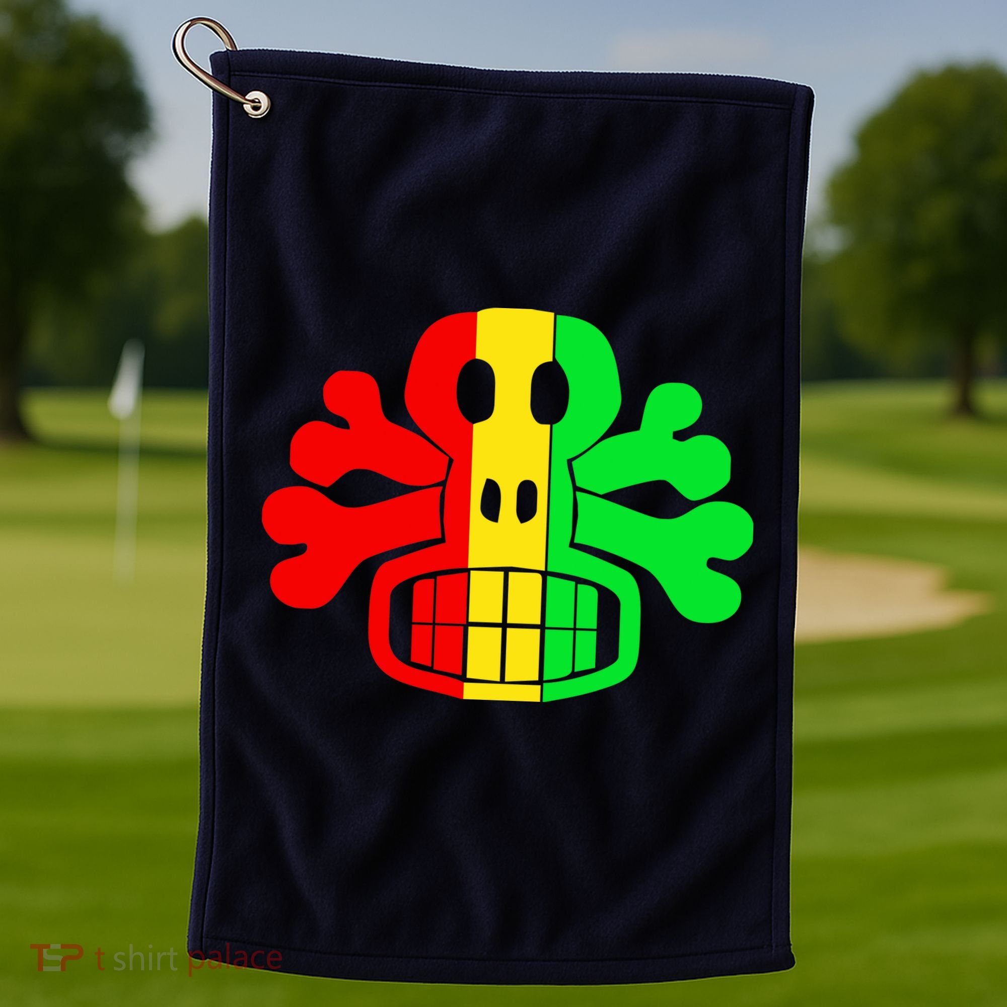 RASTA SKULL AND CROSSBONES Reggae Dub Club Rave Golf Towel