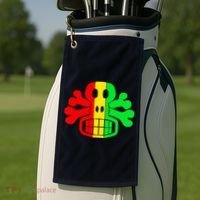RASTA SKULL AND CROSSBONES Reggae Dub Club Rave Golf Towel thumb 2
