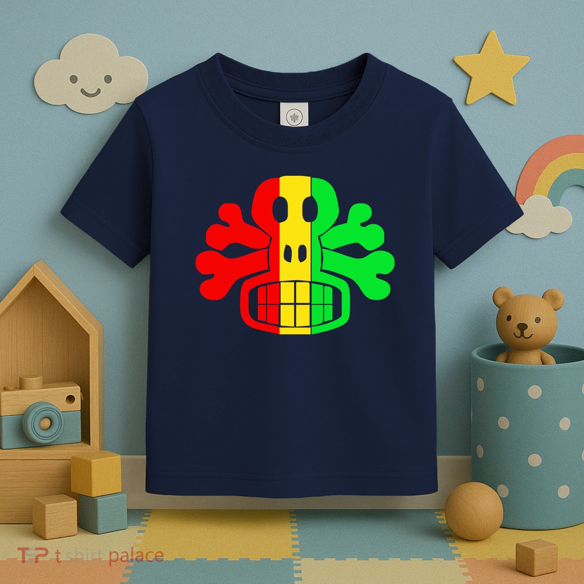 RASTA SKULL AND CROSSBONES Reggae Dub Club Rave Toddler T-Shirt