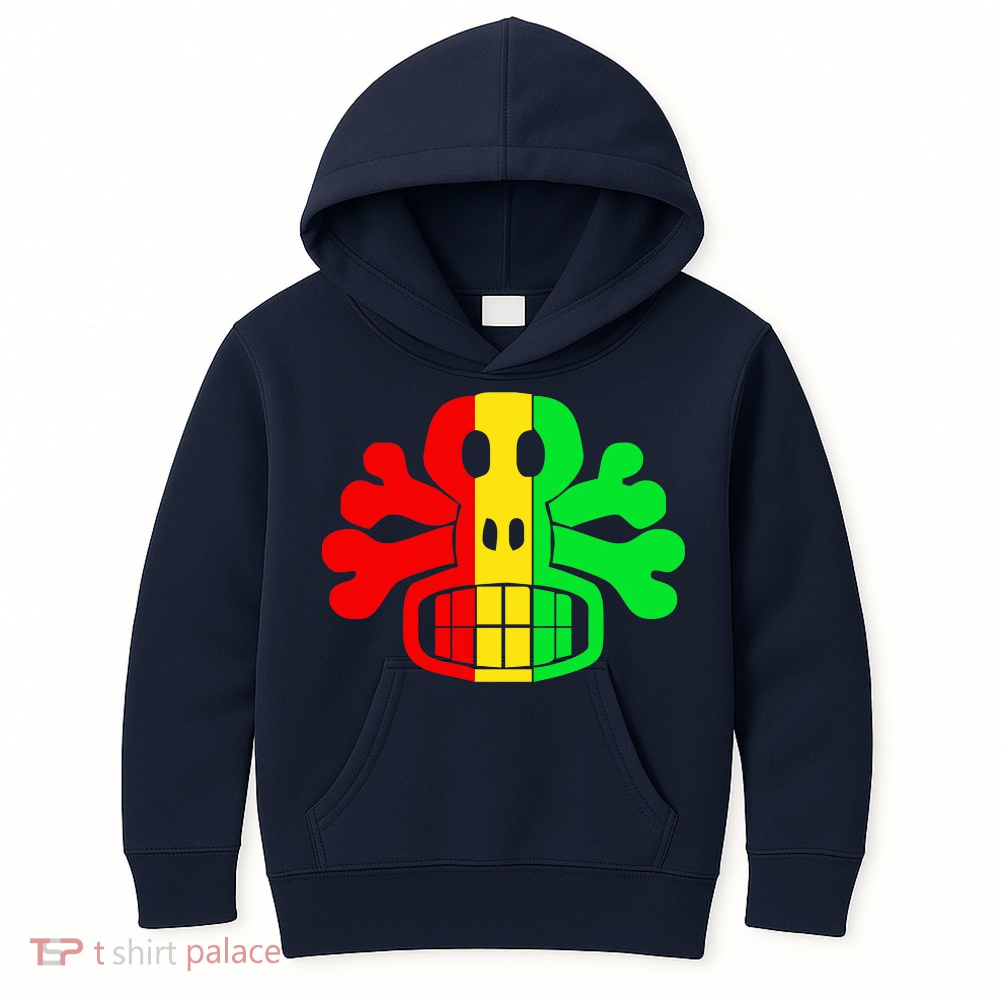 RASTA SKULL AND CROSSBONES Reggae Dub Club Rave Kids Hoodie