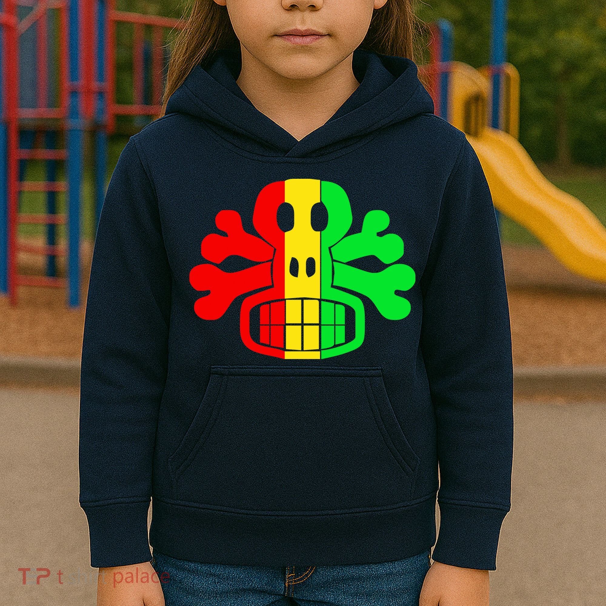 RASTA SKULL AND CROSSBONES Reggae Dub Club Rave Kids Hoodie