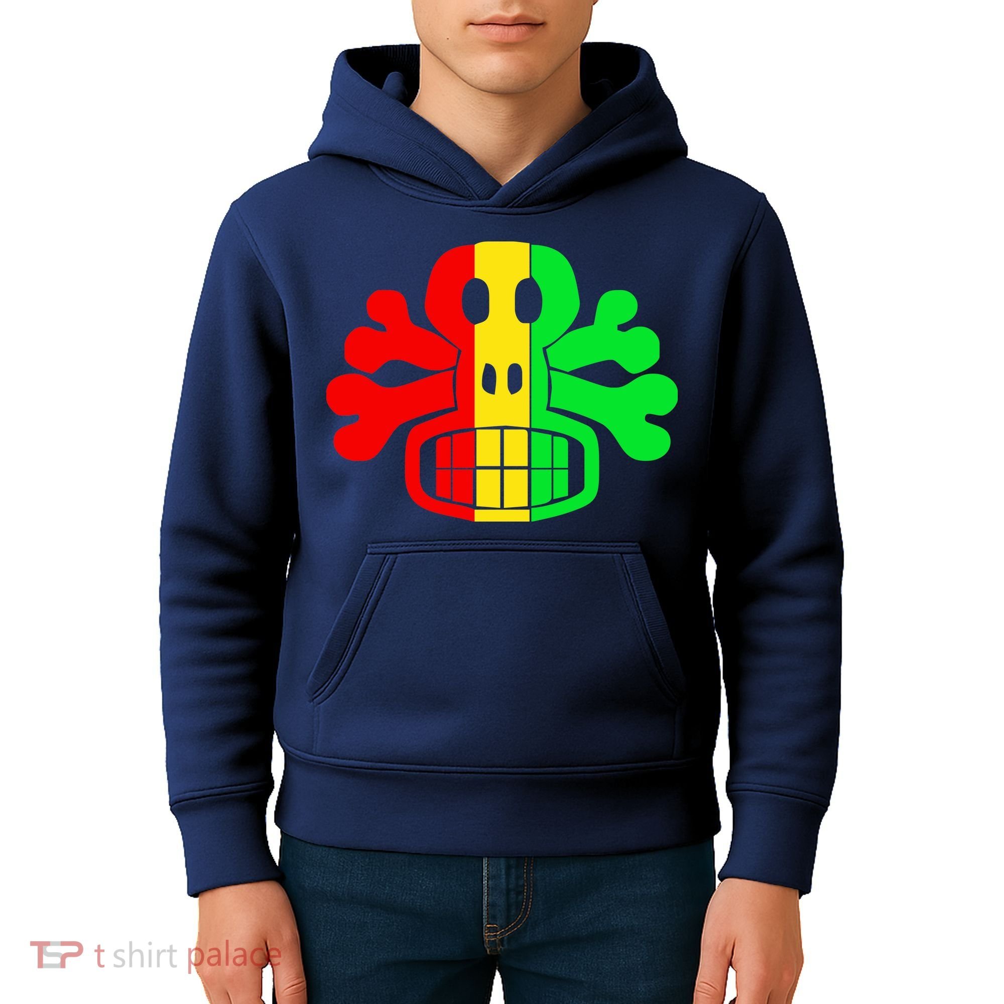 RASTA SKULL AND CROSSBONES Reggae Dub Club Rave Kids Hoodie