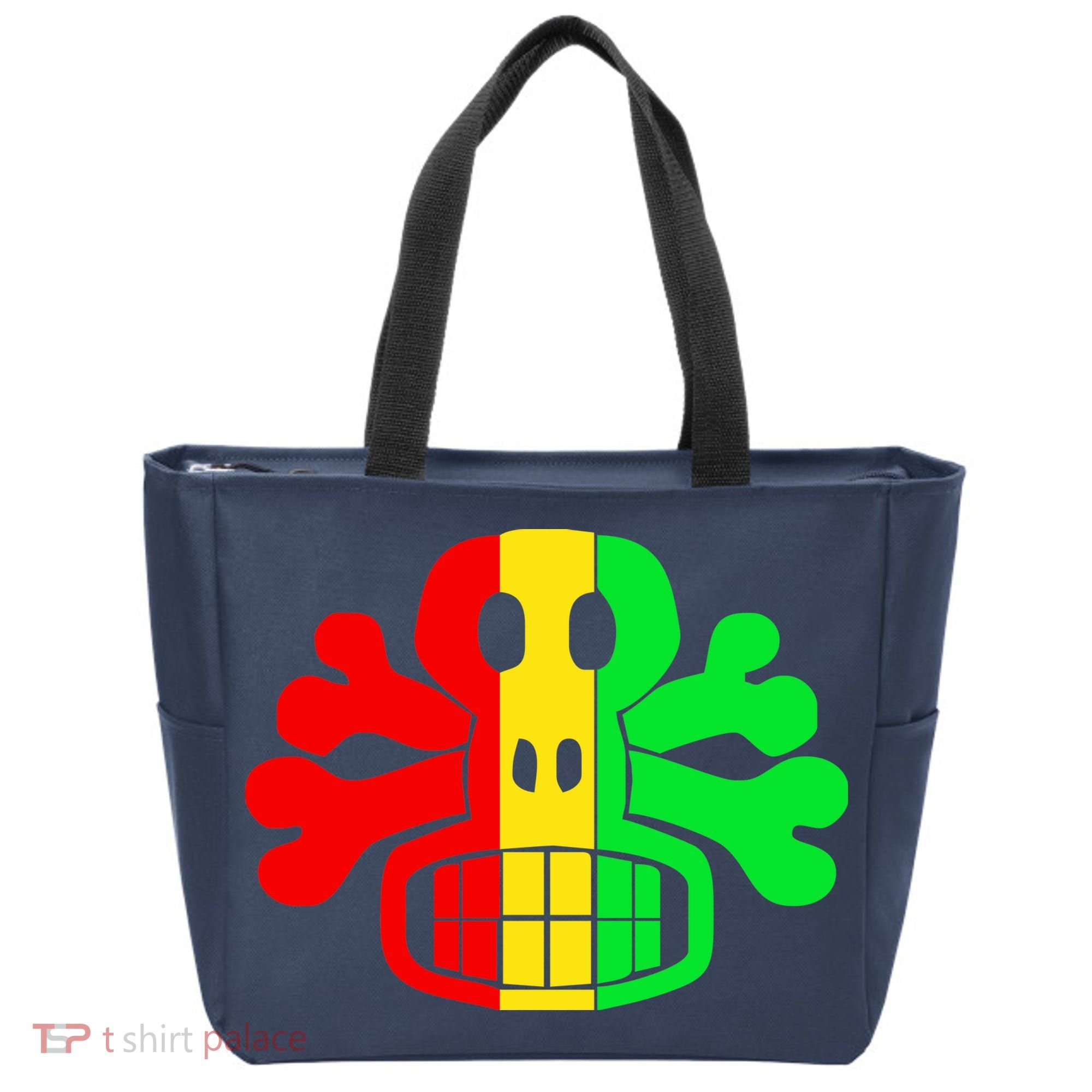 RASTA SKULL AND CROSSBONES Reggae Dub Club Rave Tote Bag