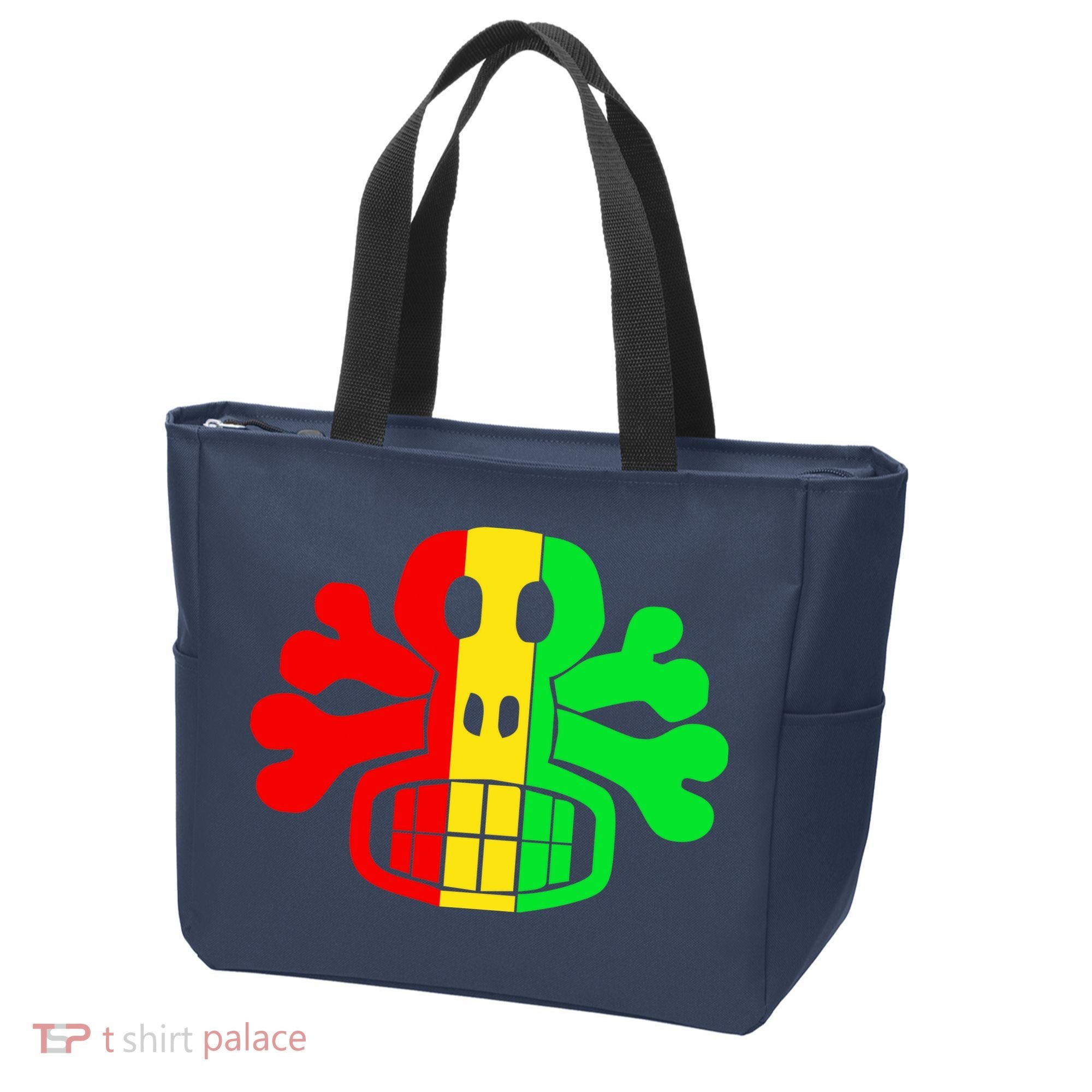 RASTA SKULL AND CROSSBONES Reggae Dub Club Rave Tote Bag