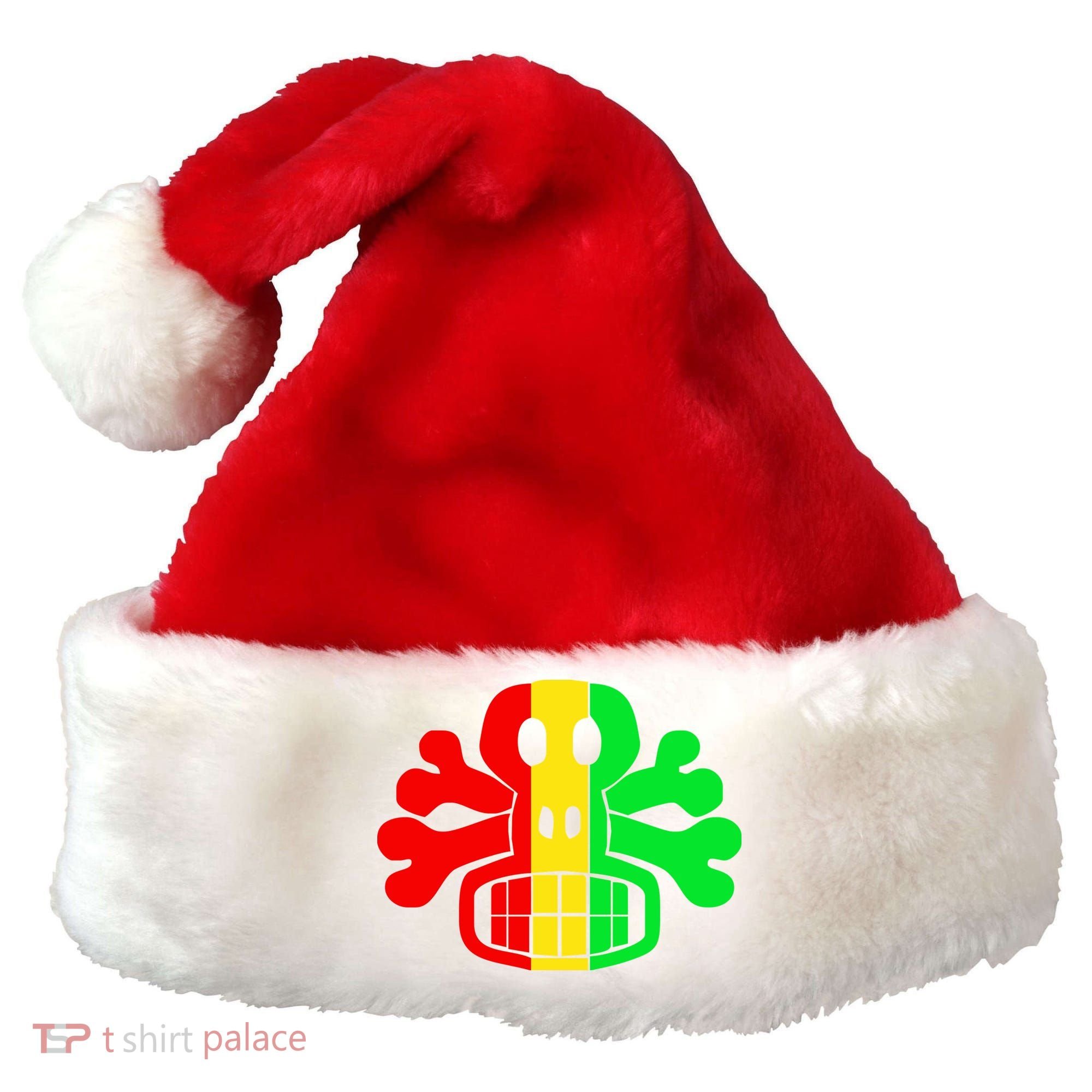 RASTA SKULL AND CROSSBONES Reggae Dub Club Rave Santa Hat