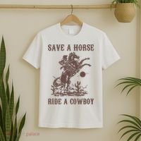 Retro Save A Horse Ride A Cowboy Country Music T-Shirt thumb 2