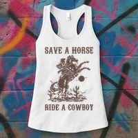Retro Save A Horse Ride A Cowboy Country Music Women's Tank Top thumb 3