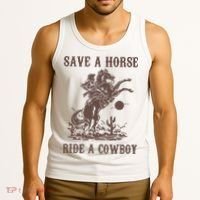 Retro Save A Horse Ride A Cowboy Country Music Tank Top thumb 3