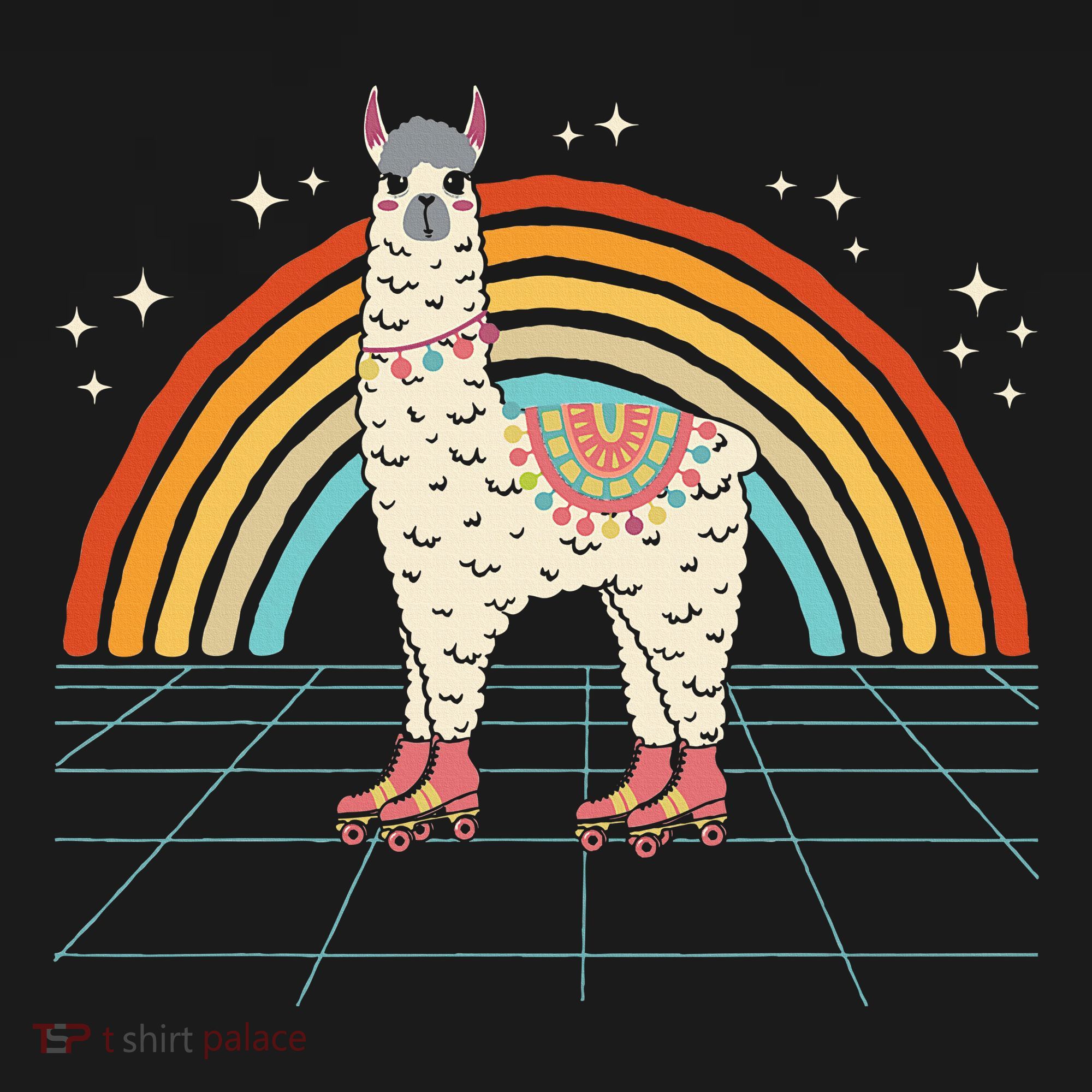 Roller Skating Alpaca Skater Skate 70s 80s Pajama Set