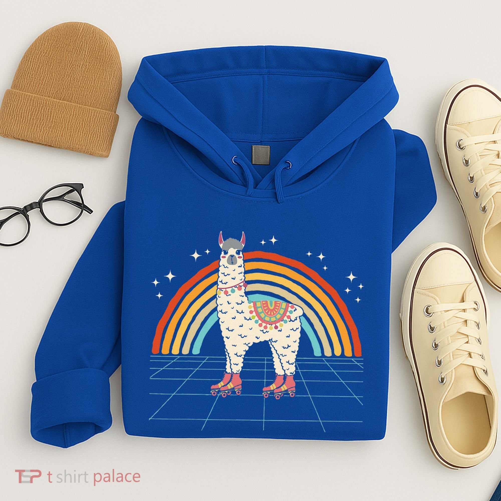 Roller Skating Alpaca Skater Skate 70s 80s Hoodie