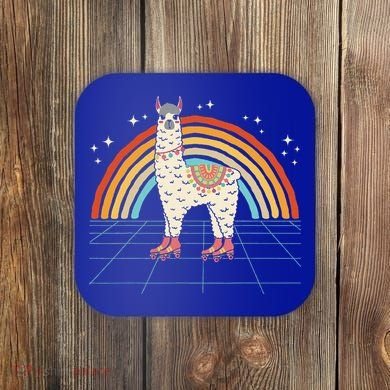 Roller Skating Alpaca Skater Skate 70s 80s Coaster
