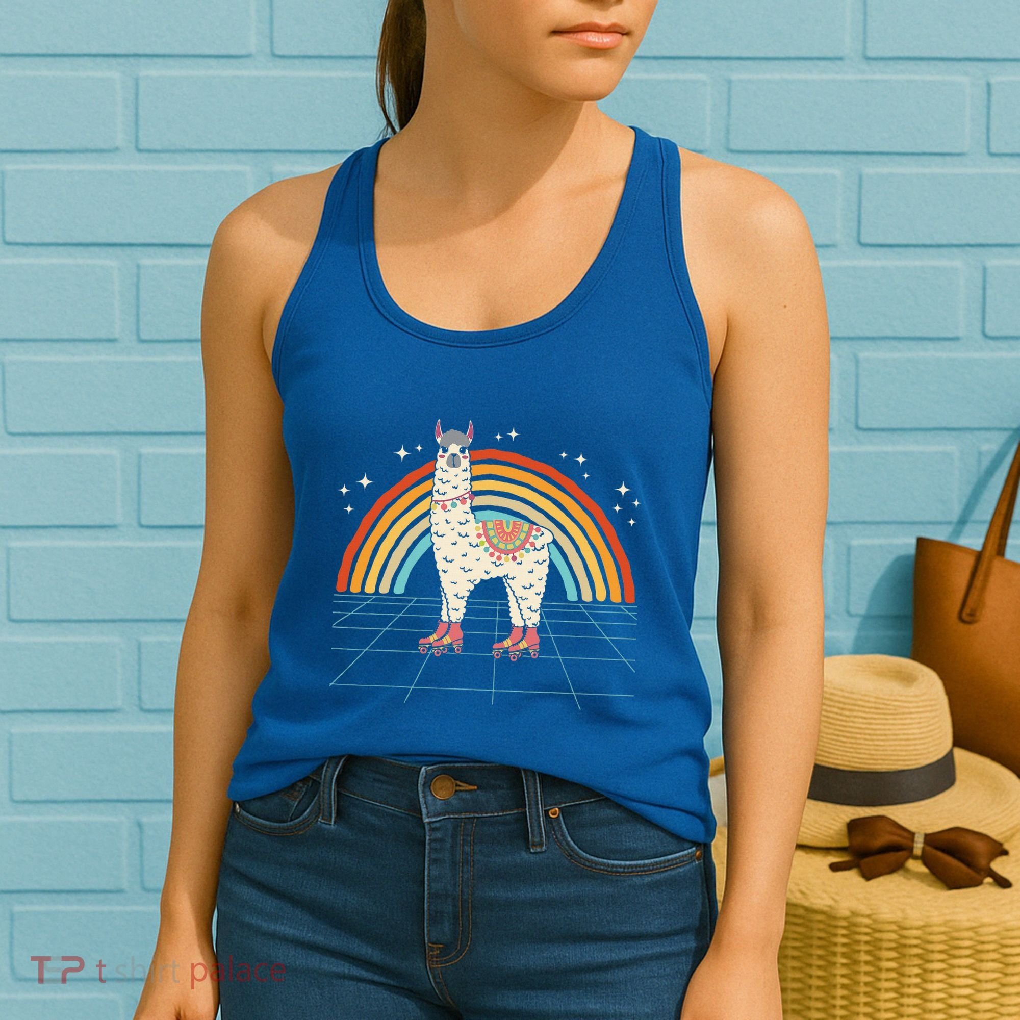 Roller Skating Alpaca Skater Skate 70s 80s Women's Tank Top