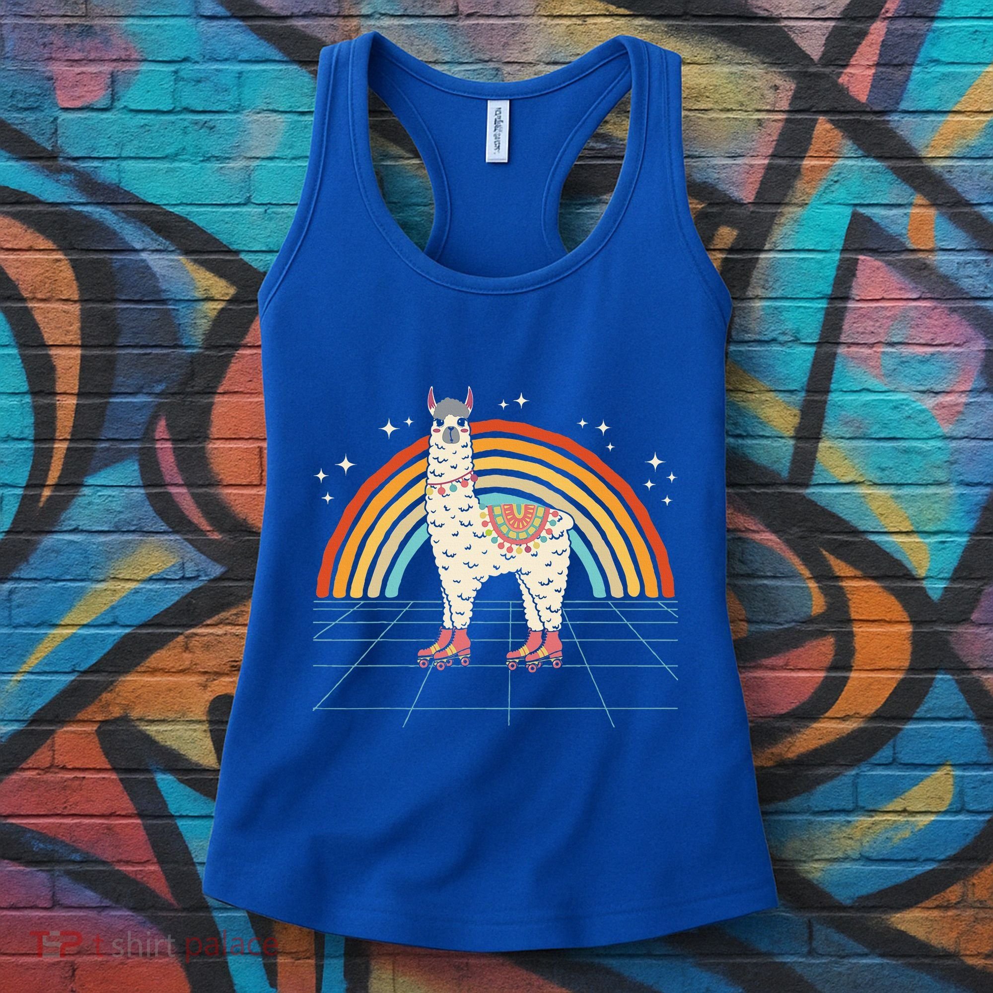 Roller Skating Alpaca Skater Skate 70s 80s Women's Tank Top