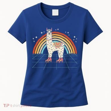 Roller Skating Alpaca Skater Skate 70s 80s Women's T-Shirt