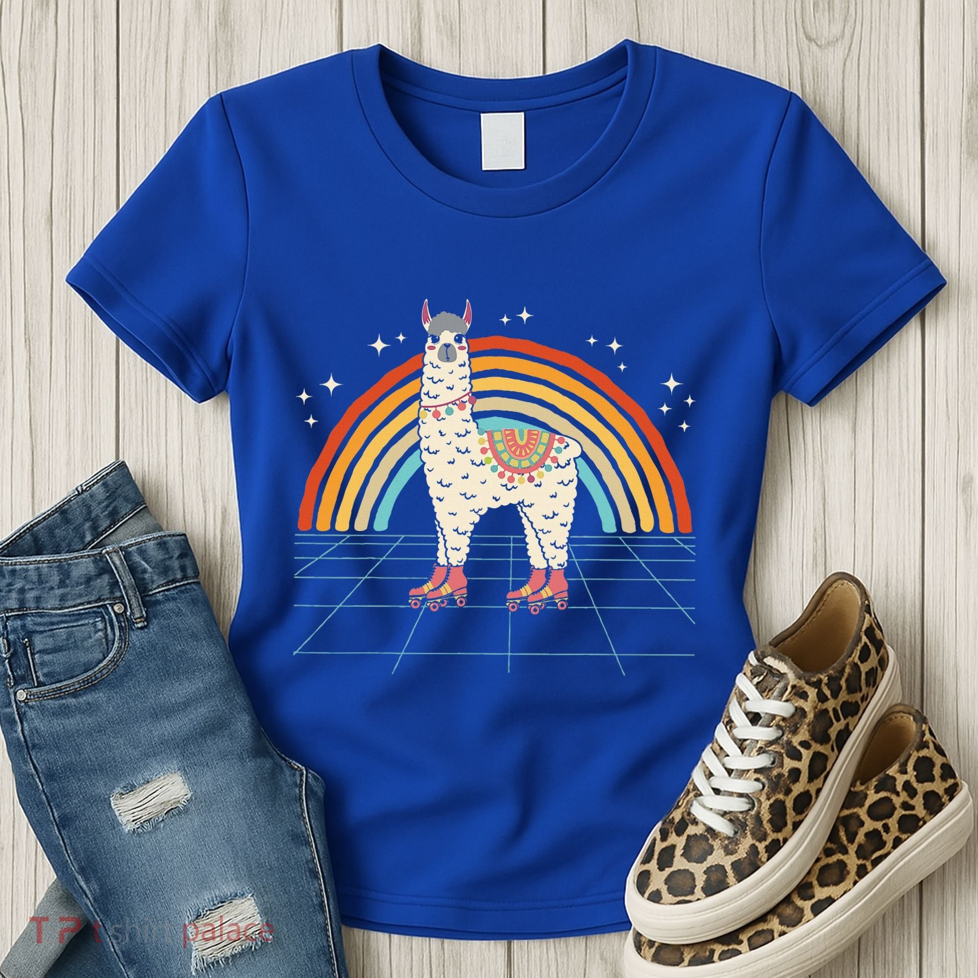 Roller Skating Alpaca Skater Skate 70s 80s Women's T-Shirt