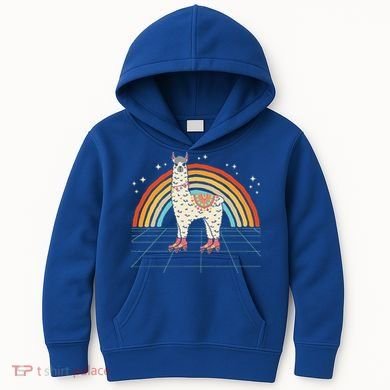 Roller Skating Alpaca Skater Skate 70s 80s Kids Hoodie