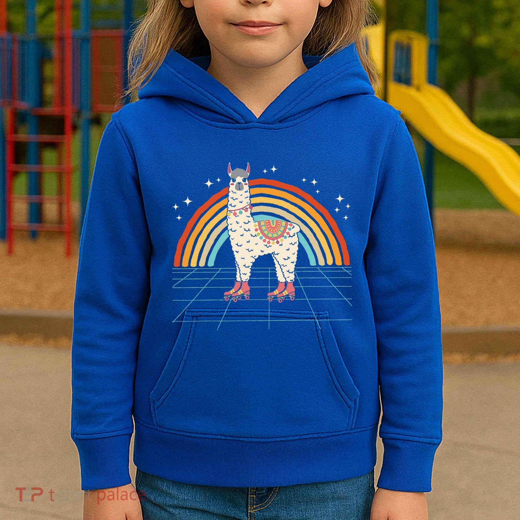 Roller Skating Alpaca Skater Skate 70s 80s Kids Hoodie