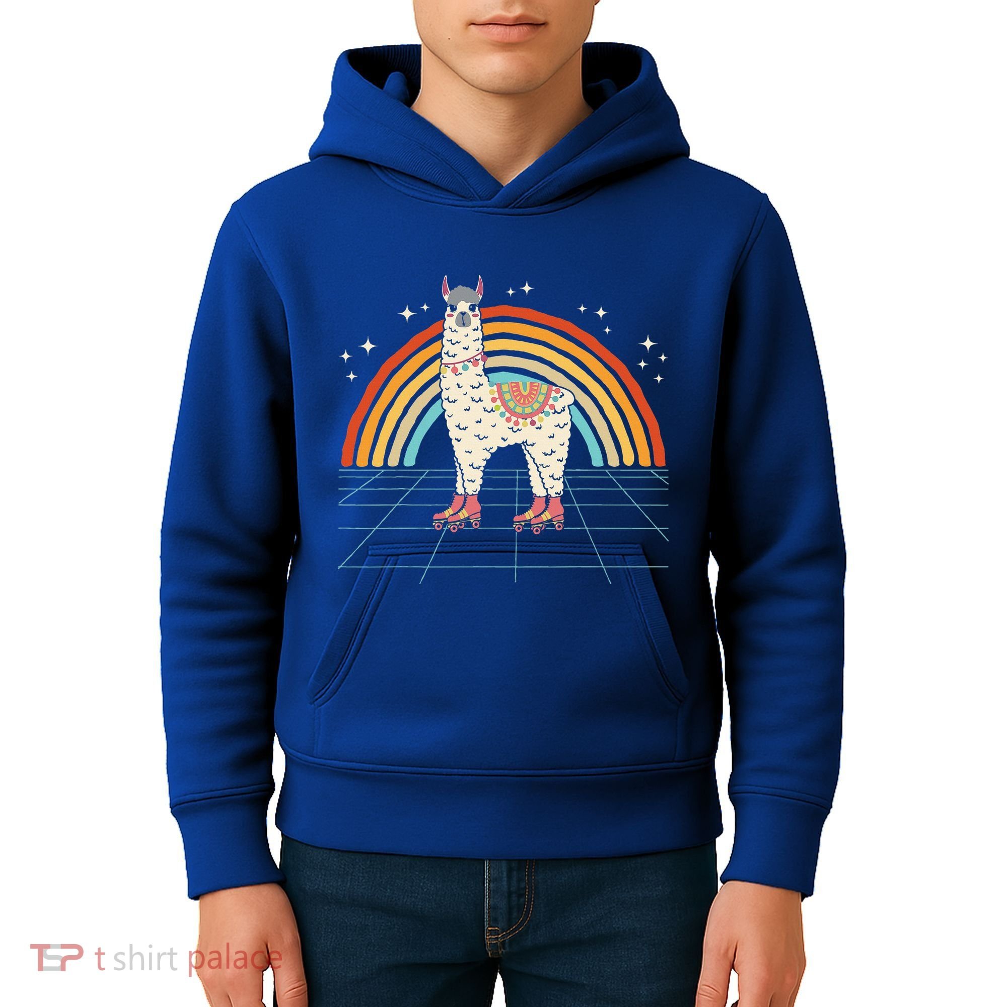 Roller Skating Alpaca Skater Skate 70s 80s Kids Hoodie