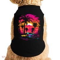 Retrowave Synthwave Aesthetic Sports Car 80s 90s Doggie Tank thumb 0