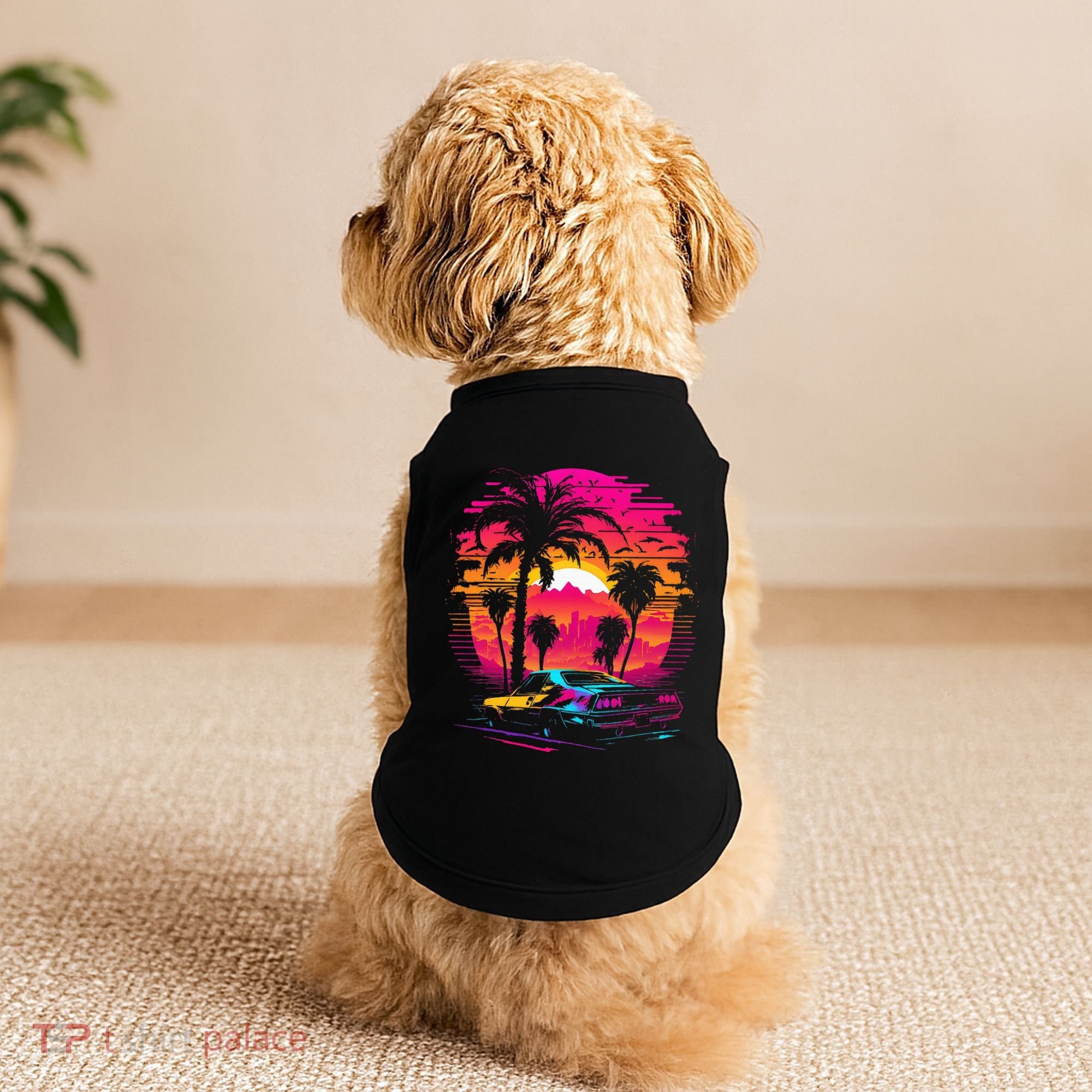 Retrowave Synthwave Aesthetic Sports Car 80s 90s Doggie Tank