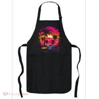 Retrowave Synthwave Aesthetic Sports Car 80s 90s Apron thumb 0