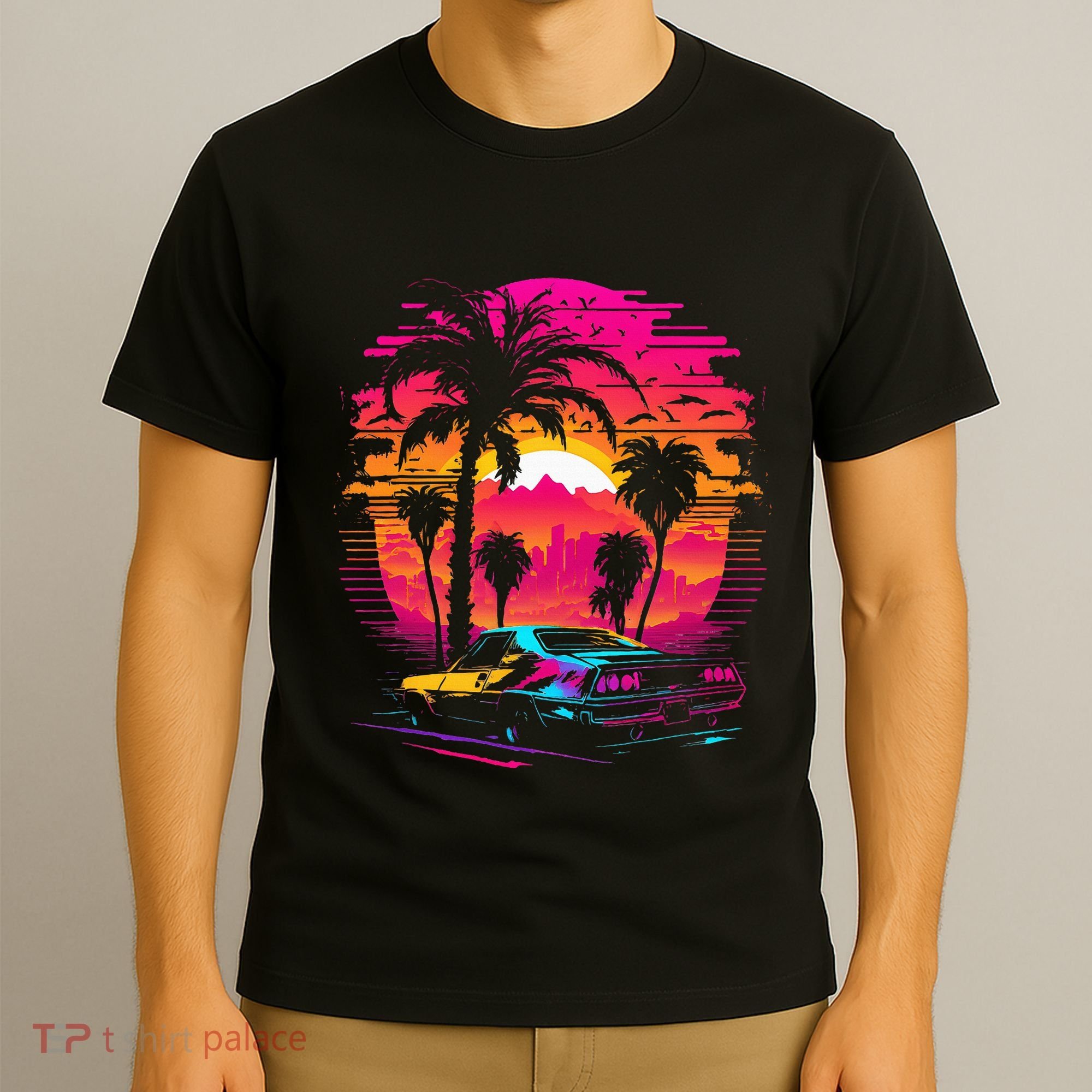 Retrowave Synthwave Aesthetic Sports Car 80s 90s T-Shirt