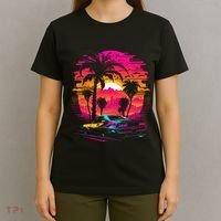 Retrowave Synthwave Aesthetic Sports Car 80s 90s T-Shirt thumb 4