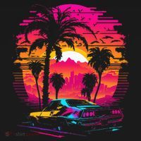 Retrowave Synthwave Aesthetic Sports Car 80s 90s Mousepad thumb 1
