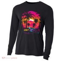 Retrowave Synthwave Aesthetic Sports Car 80s 90s Cooling Performance Long Sleeve Crew thumb 0