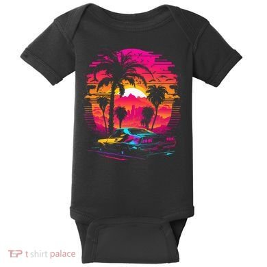 Retrowave Synthwave Aesthetic Sports Car 80s 90s Baby Bodysuit