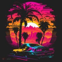 Retrowave Synthwave Aesthetic Sports Car 80s 90s Golf Towel thumb 3