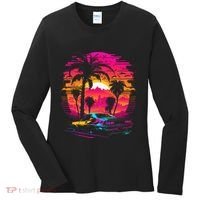 Retrowave Synthwave Aesthetic Sports Car 80s 90s Women's Long Sleeve Shirt thumb 0