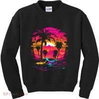 Retrowave Synthwave Aesthetic Sports Car 80s 90s Kids Sweatshirt thumb 0